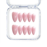 Singapore handmade short almond pink press on nails in a soft glossy finish for minimal, everyday style